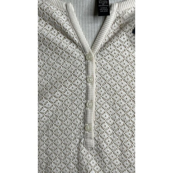 Style & Co Thermal Knit Long Sleeve Top Size XL lace Front Warm Ivor V Neck NWT - Picture 9 of 12